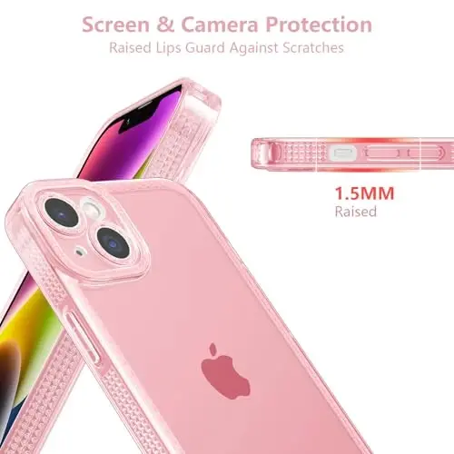 ZTOFERA Designed for iPhone 14 6.1 inch,Cute Clear Case for Women Girls,Sparkly Glitter Bling Flexible Soft TPU Silicone Bumper Protective Cover for iPhone 14,Pink - 2