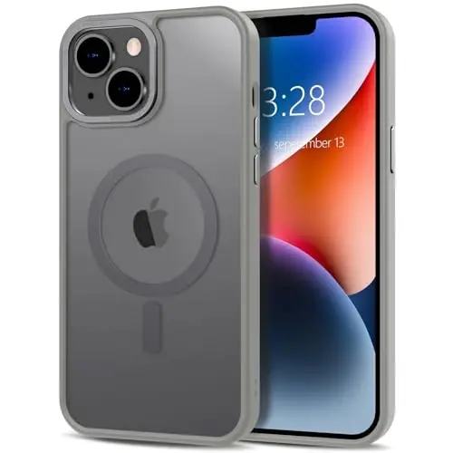 Anuck Case for iPhone 14 Case Magnetic Phone Case Compatible with MagSafe, Soft TPU Bumper Hard Translucent Matte Back Slim Fit Shockproof Protective Cover for Men Women Girls - Gray - ANUCK