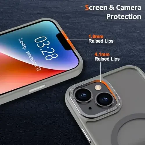 Anuck Case for iPhone 14 Case Magnetic Phone Case Compatible with MagSafe, Soft TPU Bumper Hard Translucent Matte Back Slim Fit Shockproof Protective Cover for Men Women Girls - Gray - 3