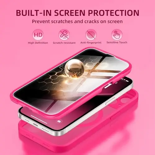 BERFY for iPhone 14 Case, Compatible with MagSafe, Built-in Privacy Screen Protector and Camera Protection, Anti-Spy Full Body Shockproof Matte Phone Case for 14 6.1