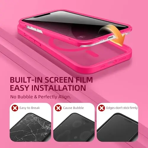 BERFY for iPhone 14 Case, Compatible with MagSafe, Built-in Privacy Screen Protector and Camera Protection, Anti-Spy Full Body Shockproof Matte Phone Case for 14 6.1