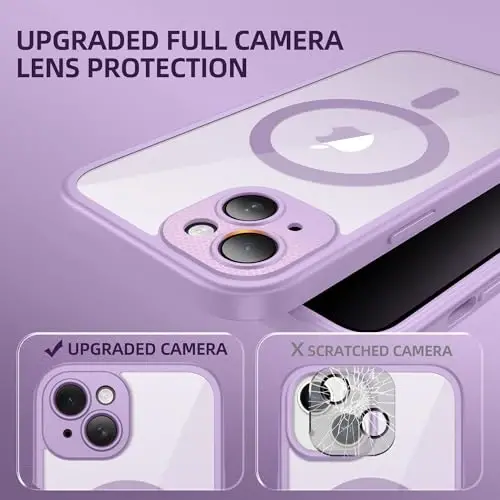BERFY for iPhone 14 Case, Compatible with MagSafe, Built-in Privacy Screen Protector and Camera Protection, Anti-Spy Full Body Shockproof Clear Phone Case for 14 6.1