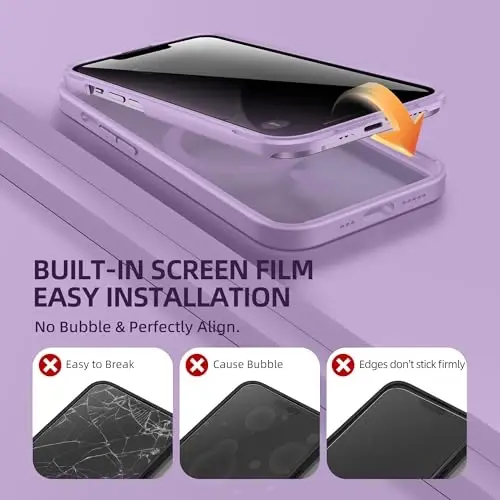 BERFY for iPhone 14 Case, Compatible with MagSafe, Built-in Privacy Screen Protector and Camera Protection, Anti-Spy Full Body Shockproof Clear Phone Case for 14 6.1