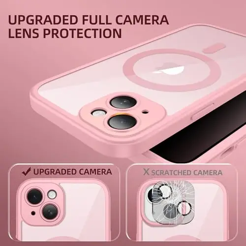 BERFY for iPhone 14 Case, Compatible with MagSafe, Built-in Privacy Screen Protector and Camera Protection, Anti-Spy Full Body Shockproof Clear Phone Case for 14 6.1