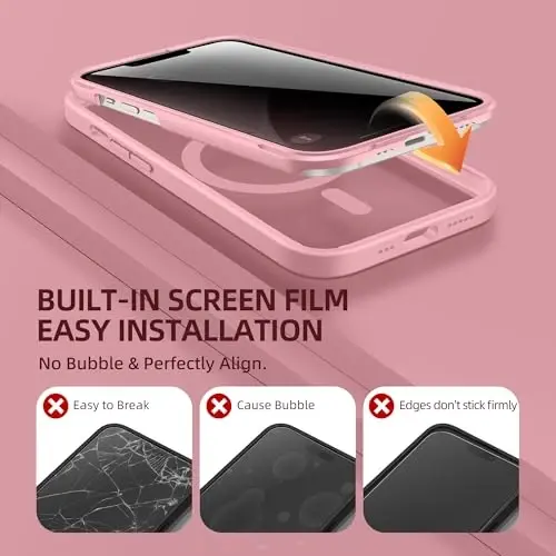 BERFY for iPhone 14 Case, Compatible with MagSafe, Built-in Privacy Screen Protector and Camera Protection, Anti-Spy Full Body Shockproof Clear Phone Case for 14 6.1