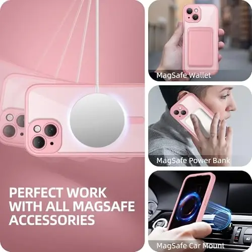 BERFY for iPhone 14 Case, Compatible with MagSafe, Built-in Privacy Screen Protector and Camera Protection, Anti-Spy Full Body Shockproof Clear Phone Case for 14 6.1