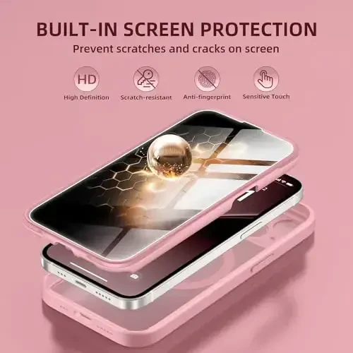 BERFY for iPhone 14 Case, Compatible with MagSafe, Built-in Privacy Screen Protector and Camera Protection, Anti-Spy Full Body Shockproof Clear Phone Case for 14 6.1