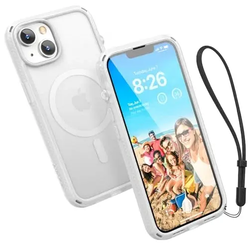 Catalyst Influence Case for iPhone 14, Compatible with MagSafe, Drop Proof, Fingerprint Resistant, Durable, Easy to Clean and Install, 30% Louder Forward Audio. Lanyard Included - Frosted 