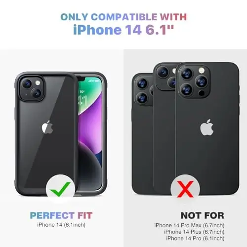 Diaclara Designed for iPhone 14 Case 6.1 Inch,Upgraded Full Body Rugged Clear Bumper Case with Built-in Privacy Screen Protector for iPhone 14,Black - 10