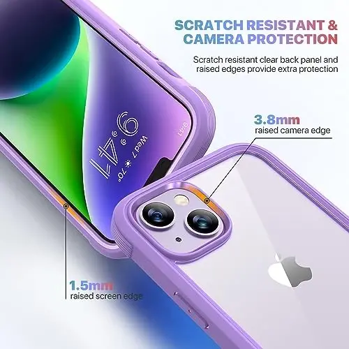 Diaclara Designed for iPhone 14 Case, Full Body Rugged Case with Built-in Touch Sensitive Anti-Scratch Screen Protector, with Camera Lens Protector for iPhone 14 6.1
