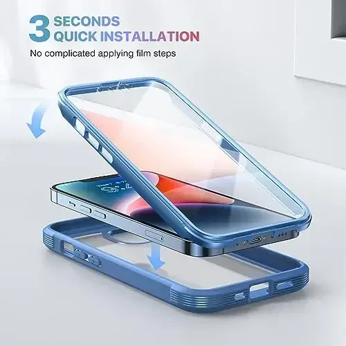 Diaclara Designed for iPhone 14 Case, Full Body Rugged Case with Built-in Touch Sensitive Anti-Scratch Screen Protector, with Camera Lens Protector for iPhone 14 6.1