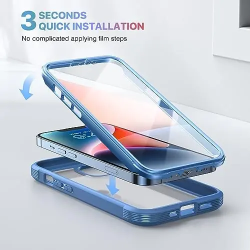 Diaclara Designed for iPhone 14 Case, Full Body Rugged Case with Built-in Touch Sensitive Anti-Scratch Screen Protector, with Camera Lens Protector for iPhone 14 6.1