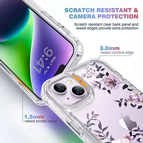 Diaclara Designed for iPhone 14 Case, Full Body Rugged Case with Built-in Touch Sensitive Anti-Scratch Screen Protector, with Camera Lens Protector for iPhone 14 6.1