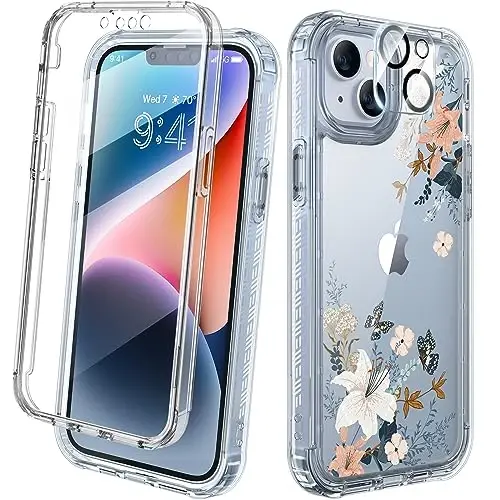 Diaclara Designed for iPhone 14 Case, Full Body Rugged Case with Built-in Touch Sensitive Anti-Scratch Screen Protector, with Camera Lens Protector for iPhone 14 6.1
