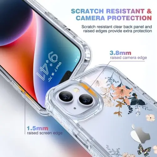 Diaclara Designed for iPhone 14 Case, Full Body Rugged Case with Built-in Touch Sensitive Anti-Scratch Screen Protector, with Camera Lens Protector for iPhone 14 6.1