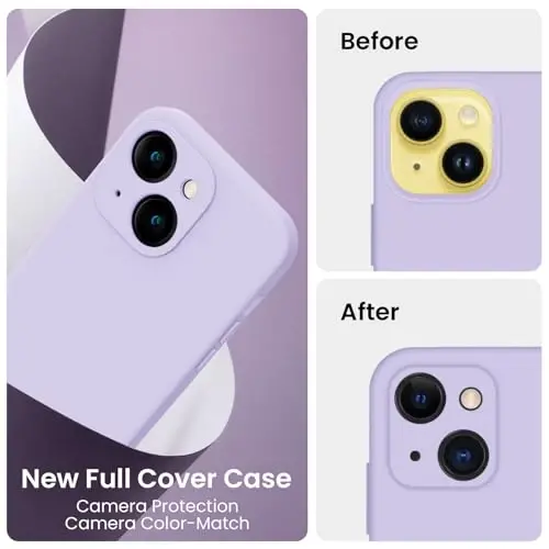 FireNova Designed for iPhone 14 Case, Silicone Upgraded [Camera Protection] Phone Case with [2 Screen Protectors], Soft Anti-Scratch Microfiber Lining Inside, 6.1 inch, Clove Purple - 3