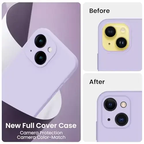 FireNova Designed for iPhone 14 Case, Silicone Upgraded [Camera Protection] Phone Case with [2 Screen Protectors], Soft Anti-Scratch Microfiber Lining Inside, 6.1 inch, Clove Purple - 3