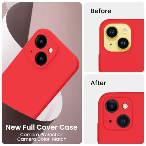 FireNova Designed for iPhone 14 Case, Silicone Upgraded [Camera Protection] Phone Case, Soft Anti-Scratch Microfiber Lining Inside, 6.1 inch, Red - 3