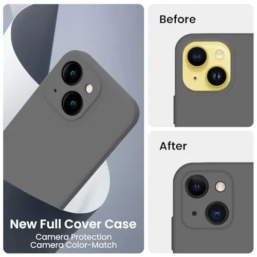 FireNova Designed for iPhone 14 Case, Silicone Upgraded [Camera Protection] Phone Case, Soft Anti-Scratch Microfiber Lining Inside, 6.1 inch, Space Gray - 3
