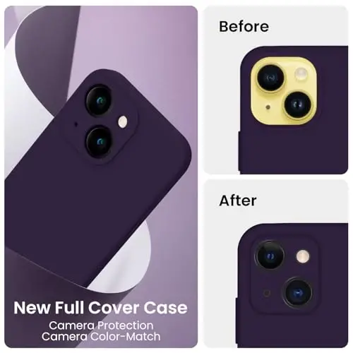FireNova Designed for iPhone 14 Case, Silicone Upgraded [Camera Protection] Phone Case, Soft Anti-Scratch Microfiber Lining Inside, 6.1 inch, Purple - 3