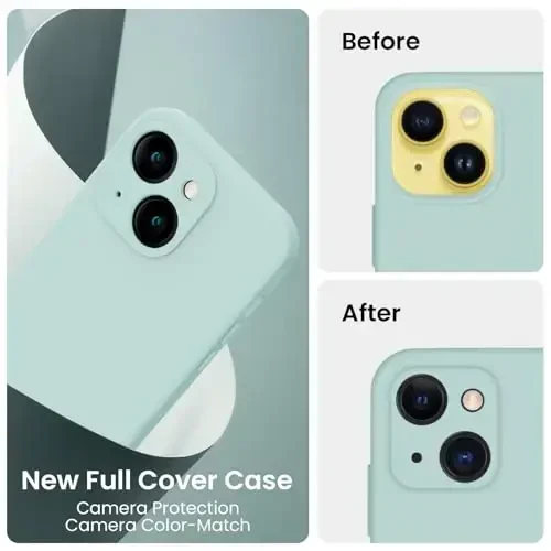 FireNova Designed for iPhone 14 Case, Silicone Upgraded [Camera Protection] Phone Case with [2 Screen Protectors], Soft Anti-Scratch Microfiber Lining Inside, 6.1 inch, Mint Green - 3