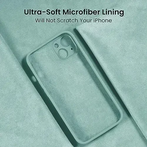 FireNova Designed for iPhone 14 Case, Silicone Upgraded [Camera Protection] Phone Case with [2 Screen Protectors], Soft Anti-Scratch Microfiber Lining Inside, 6.1 inch, Mint Green - 5