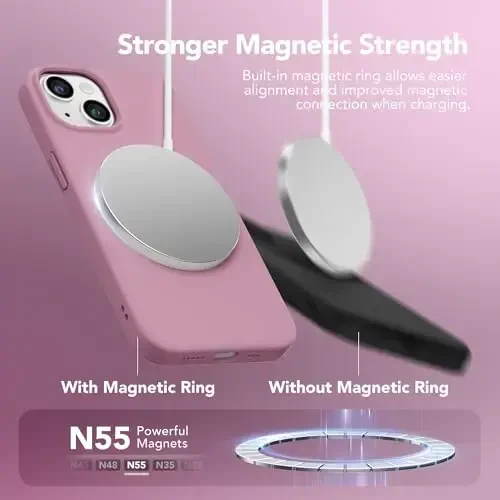 GONEZ Magnetic for iPhone 14 Case, Compatible with Magsafe, with Screen Protector + Camera Protector, Anti-Scratch Microfiber Lining, Liquid Silicone Shockproof Protective Phone Case, Blackcurrant - 3