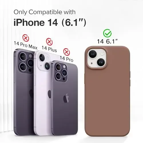 GONEZ Magnetic for iPhone 14 Case, Compatible with Magsafe, with Screen Protector + Camera Protector, Anti-Scratch Microfiber Lining, Liquid Silicone Shockproof Protective Phone Case, Brown - GONEZ (1)