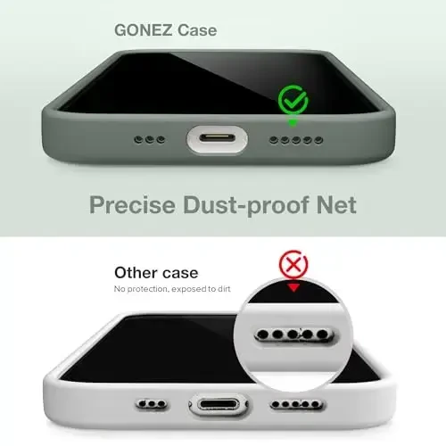 GONEZ Magnetic for iPhone 14 Case, Compatible with Magsafe, with Screen Protector + Camera Protector, Anti-Scratch Microfiber Lining, Liquid Silicone Shockproof Protective Phone Case, Calke Green - 5
