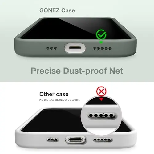 GONEZ Magnetic for iPhone 14 Case, Compatible with Magsafe, with Screen Protector + Camera Protector, Anti-Scratch Microfiber Lining, Liquid Silicone Shockproof Protective Phone Case, Calke Green - 5