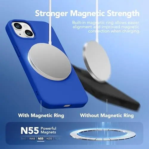 GONEZ Magnetic for iPhone 13 Case & iPhone 14 Case, [Compatible with MagSafe] Anti-Scratch Microfiber Lining & Screen Protector, Shockproof Slim Phone Silicone Cover 6.1 inch, Klein Blue 