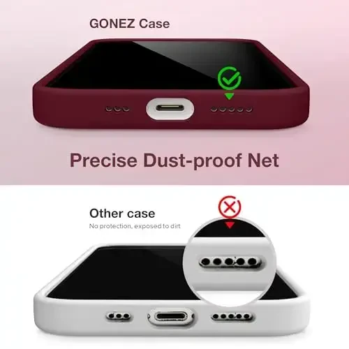 GONEZ Magnetic for iPhone 14 Case, Compatible with Magsafe, with Screen Protector + Camera Protector, Anti-Scratch Microfiber Lining, Liquid Silicone Shockproof Protective Phone Case, Maroon - 5