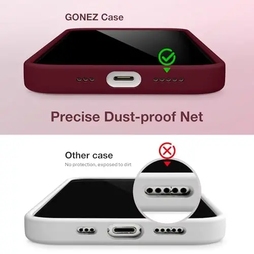 GONEZ Magnetic for iPhone 14 Case, Compatible with Magsafe, with Screen Protector + Camera Protector, Anti-Scratch Microfiber Lining, Liquid Silicone Shockproof Protective Phone Case, Maroon - 5