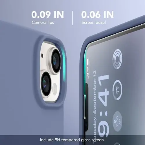 GONEZ Magnetic for iPhone 14 Case, Compatible with Magsafe, with Screen Protector + Camera Protector, Anti-Scratch Microfiber Lining, Liquid Silicone Shockproof Protective Phone Case, Lavender Gray 
