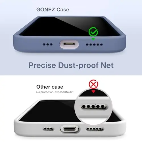 GONEZ Magnetic for iPhone 13 Case & iPhone 14 Case, [Compatible with MagSafe] Anti-Scratch Microfiber Lining & Screen Protector, Shockproof Slim Phone Silicone Cover 6.1 inch, Lavender Gray - 5
