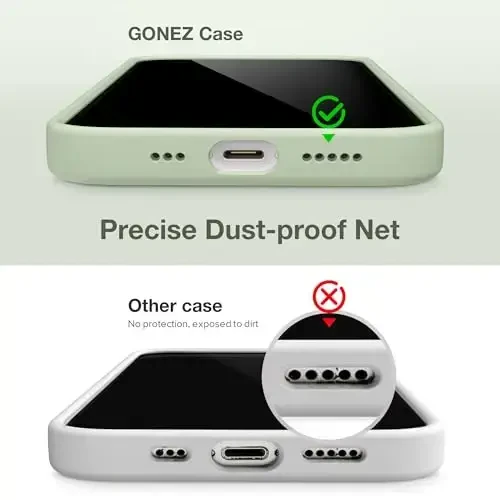 GONEZ Magnetic for iPhone 14 Case, Compatible with Magsafe, with Screen Protector + Camera Protector, Anti-Scratch Microfiber Lining, Liquid Silicone Shockproof Protective Phone Case, Pastel Green - 5