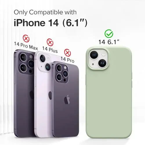GONEZ Magnetic for iPhone 14 Case, Compatible with Magsafe, with Screen Protector + Camera Protector, Anti-Scratch Microfiber Lining, Liquid Silicone Shockproof Protective Phone Case, Pastel Green - 2