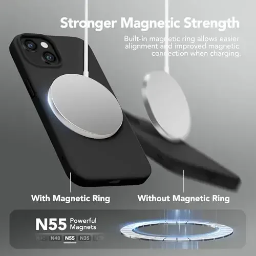 GONEZ Magnetic for iPhone 14 Case, Compatible with Magsafe, with Screen Protector + Camera Protector, Anti-Scratch Microfiber Lining, Liquid Silicone Shockproof Protective Phone Case, Black - 3