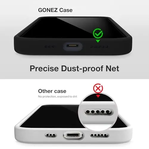 GONEZ Magnetic for iPhone 14 Case, Compatible with Magsafe, with Screen Protector + Camera Protector, Anti-Scratch Microfiber Lining, Liquid Silicone Shockproof Protective Phone Case, Black - 5