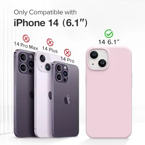 GONEZ Magnetic for iPhone 14 Case, Compatible with Magsafe, with Screen Protector + Camera Protector, Anti-Scratch Microfiber Lining, Liquid Silicone Shockproof Protective Phone Case, Hot Pink - 2