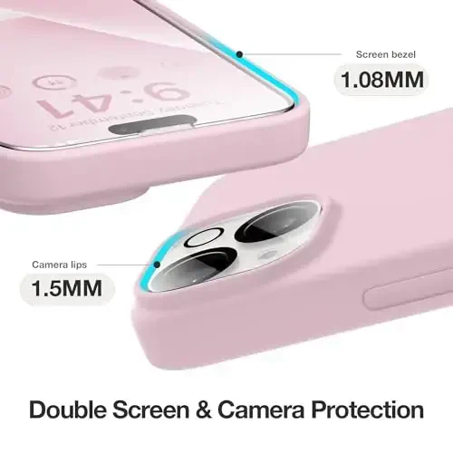 GONEZ Magnetic for iPhone 14 Case, Compatible with Magsafe, with Screen Protector + Camera Protector, Anti-Scratch Microfiber Lining, Liquid Silicone Shockproof Protective Phone Case, Hot Pink - 6
