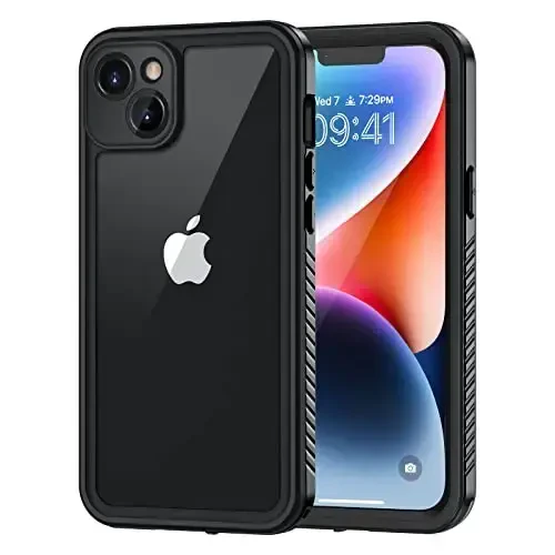 Lanhiem for iPhone 14 Case, IP68 Waterproof Dustproof with Built-in Screen Protector, Rugged Full Body Shockproof Phone Cover for iPhone 14, 6.1 inch (Black) - LANHIEM