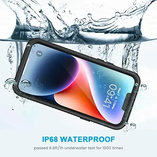 Lanhiem for iPhone 14 Case, IP68 Waterproof Dustproof with Built-in Screen Protector, Rugged Full Body Shockproof Phone Cover for iPhone 14, 6.1 inch (Black) - 2