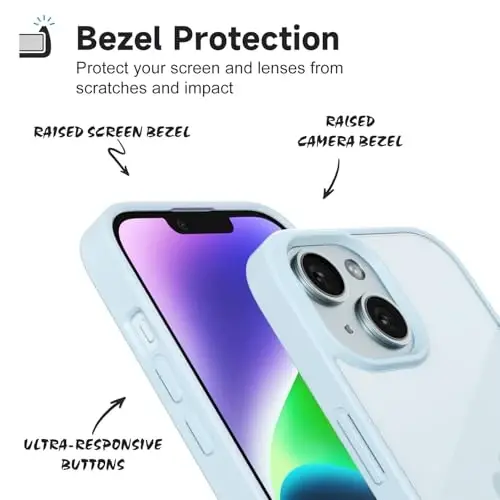iPhone 14 için LoeoeL Kılıfı Şeffaf, Saydam Hibrit 14 Telefon Kılıfı [Sert Plastik ve Yumuşak Silikon Tampon] Akrilik Sararmayan İnce Koruyucu Kadınlar için Kılıf, Açık Mavi - 4