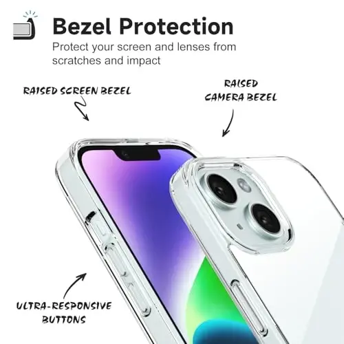 iPhone 14 için LoeoeL Kılıfı Şeffaf, Transparan Hibrit 14 Telefon Kılıfı [Sert Plastik ve Yumuşak Silikon Tampon] Akrilik Sararmayan İnce Koruyucu Kapak Kadınlar için, Kristal Berraklığında - 4