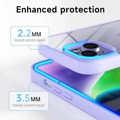 LoeoeL for iPhone 14 Case Clear, Transparent Hybrid 14 Phone Case [Hard Plastic & Soft Silicone Bumper] Acrylic Non Yellowing Thin Slim Protective Cover for Women, Purple Lavender - 5