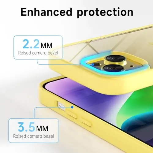 LoeoeL for iPhone 14 Case Clear, Transparent Hybrid 14 Phone Case [Hard Plastic & Soft Silicone Bumper] Acrylic Non Yellowing Thin Slim Protective Cover for Women, Yellow - 6
