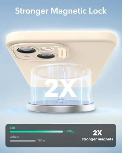 ESR for iPhone 14 Case with MagSafe, Supports Magnetic Charging, Smooth & Slim Silicone Case, Shockproof, Full Screen and Camera Protection, Soft Microfiber Lining,Light Tan - 4