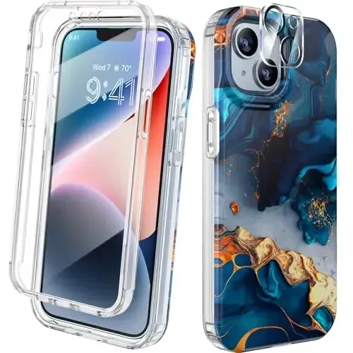 Diaclara Designed for iPhone 14 Case, Full Body Rugged Case with Built-in Touch Sensitive Anti-Scratch Screen Protector, with Camera Lens Protector for iPhone 14 6.1