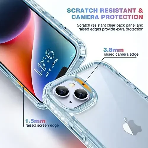 Diaclara Designed for iPhone 14 Case, Full Body Rugged Case with Built-in Touch Sensitive Anti-Scratch Screen Protector, with Camera Lens Protector for iPhone 14 6.1